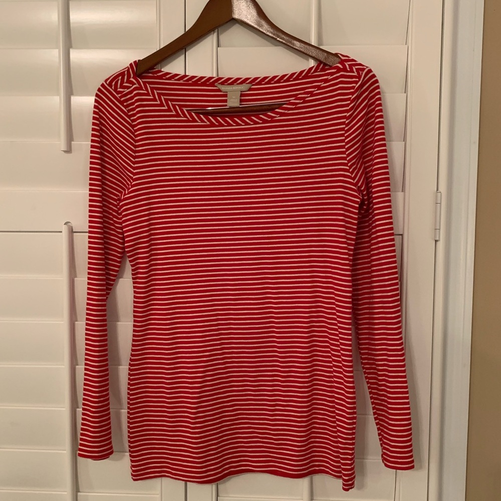 Banana Republic Red and white striped long sleeve top